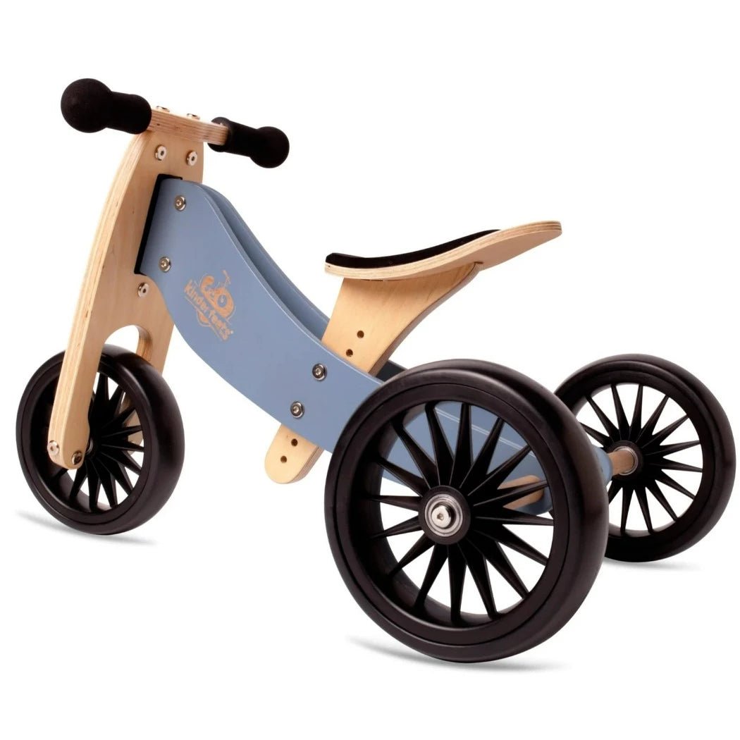 Tiny Tot Plus 2-in-1 Wooden Balance Bike & Tricycle Blue | Kinderfeet | Bee Like Kids
