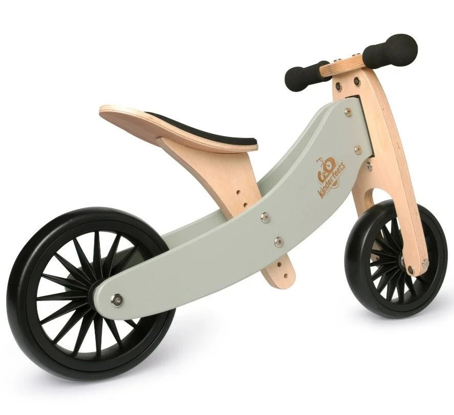 Tiny Tot Plus 2-in-1 Wooden Balance Bike & Tricycle Silver Sage | Kinderfeet | Bee Like Kids