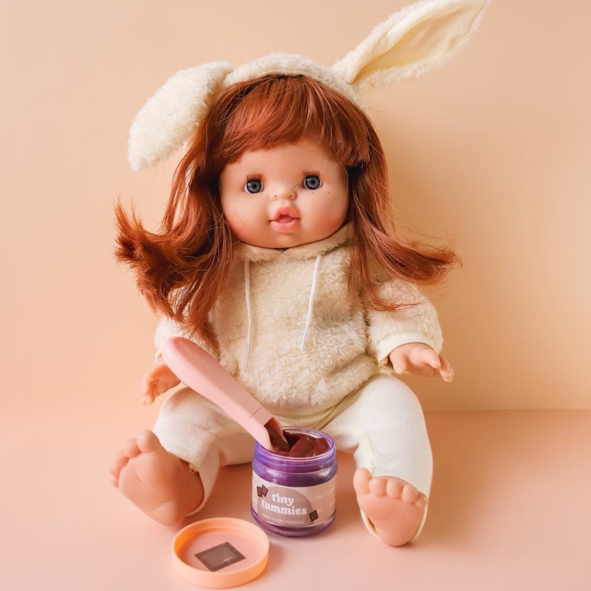 Tiny Tummies chocolate pudding food jar and spoon set | Tiny Harlow | Bee Like Kids