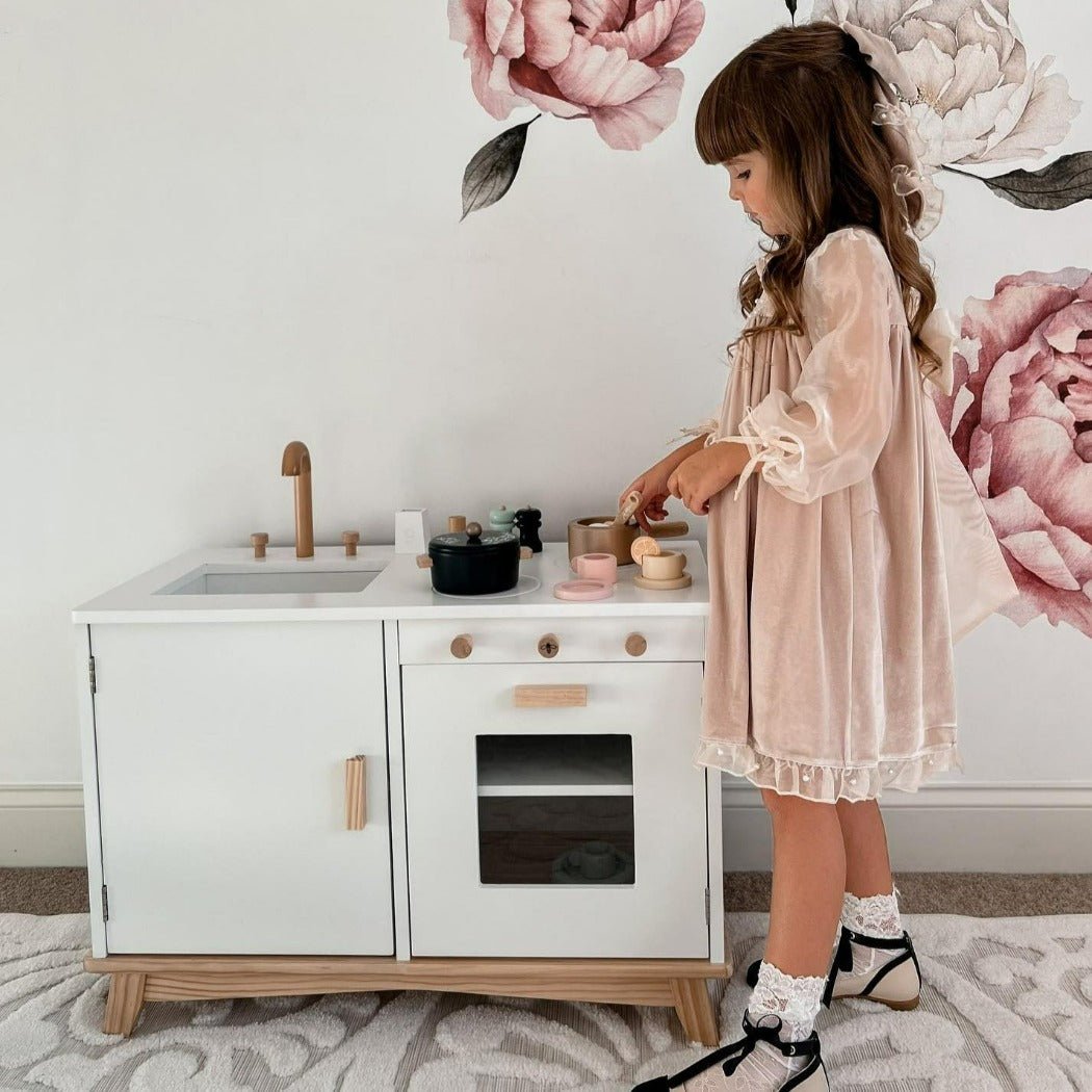 Toddler Wooden Play Kitchen | Be Mindful | Bee Like Kids