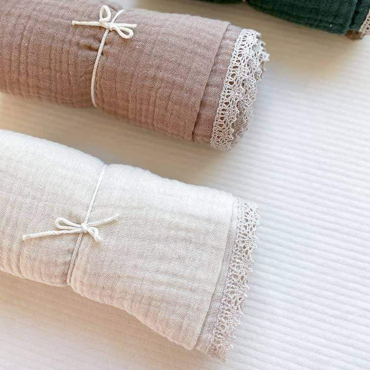 Triple Layer Muslin Swaddle blanket - Beige | Evelina Apparel | Bedding - Bee Like Kids
