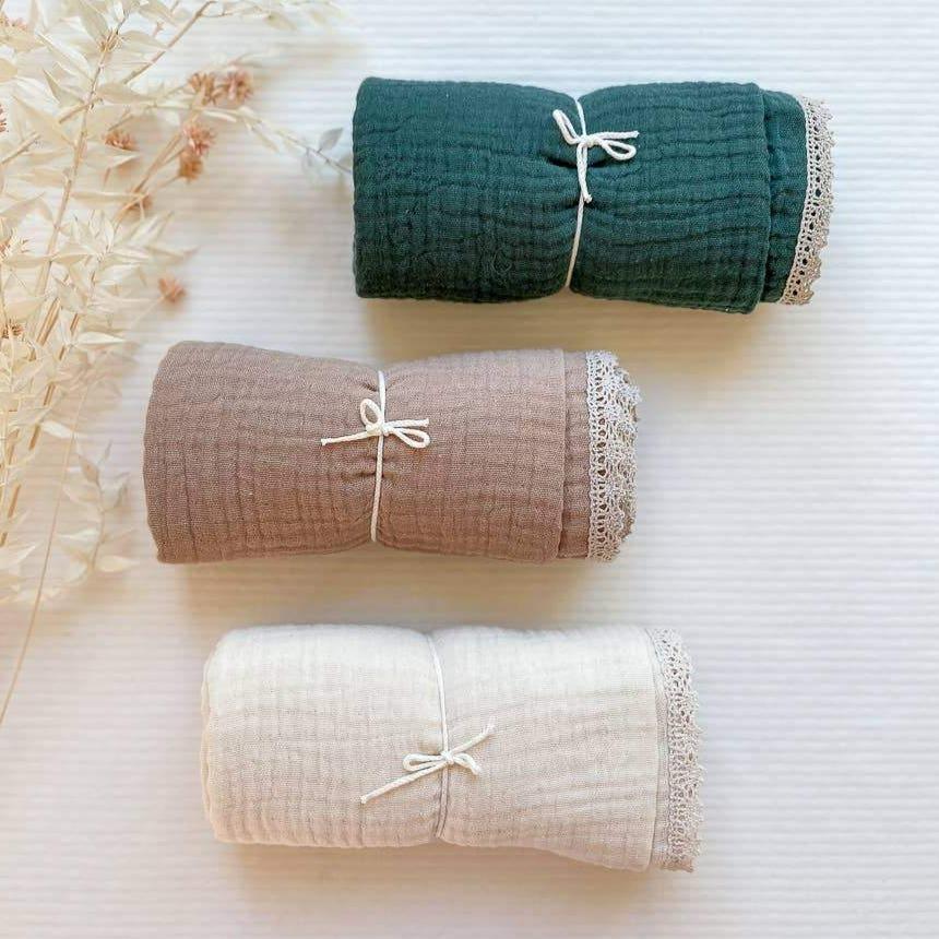 Triple Layer Muslin Swaddle blanket - Beige | Evelina Apparel | Bedding - Bee Like Kids