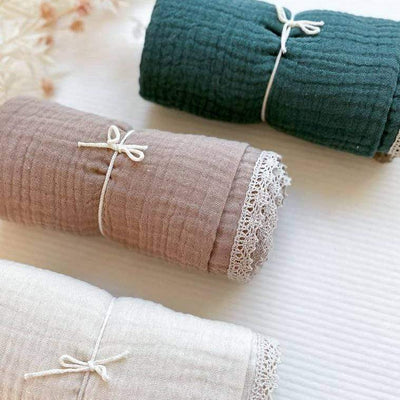 Triple Layer Muslin Swaddle blanket - Ecru | Evelina Apparel | Bedding - Bee Like Kids