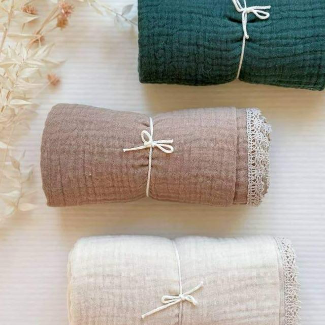 Triple Layer Muslin Swaddle blanket - Ecru | Evelina Apparel | Bedding - Bee Like Kids