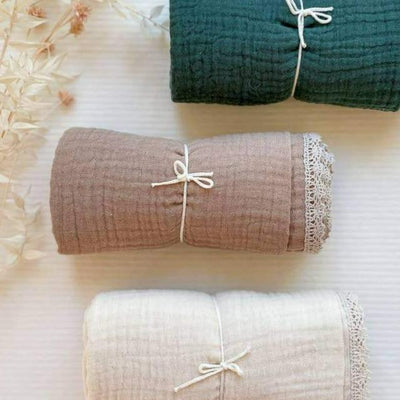 Triple Layer Muslin Swaddle blanket - Ecru | Evelina Apparel | Bedding - Bee Like Kids