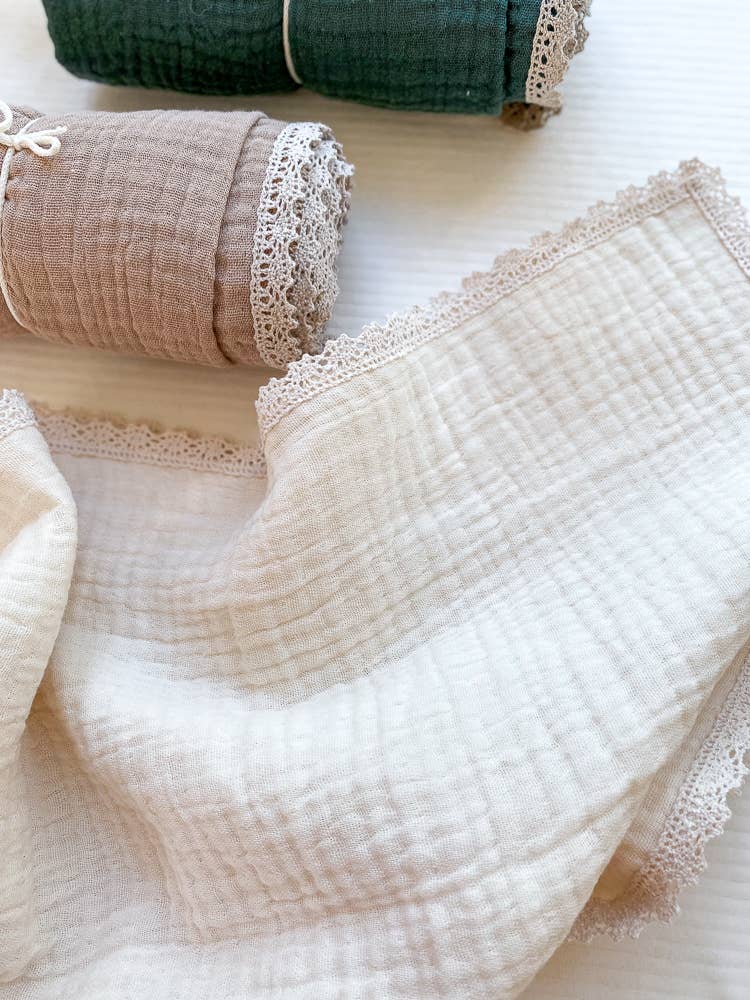 Triple Layer Muslin Swaddle blanket - Ecru | Evelina Apparel | Bedding - Bee Like Kids
