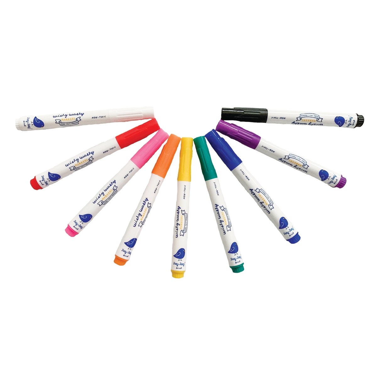 Wishy Washy Markers - Set of 9 Colors | Jaq Jaq Bird | Art Supplies - Bee Like Kids