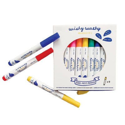 Wishy Washy Markers - Set of 9 Colors | Jaq Jaq Bird | Art Supplies - Bee Like Kids