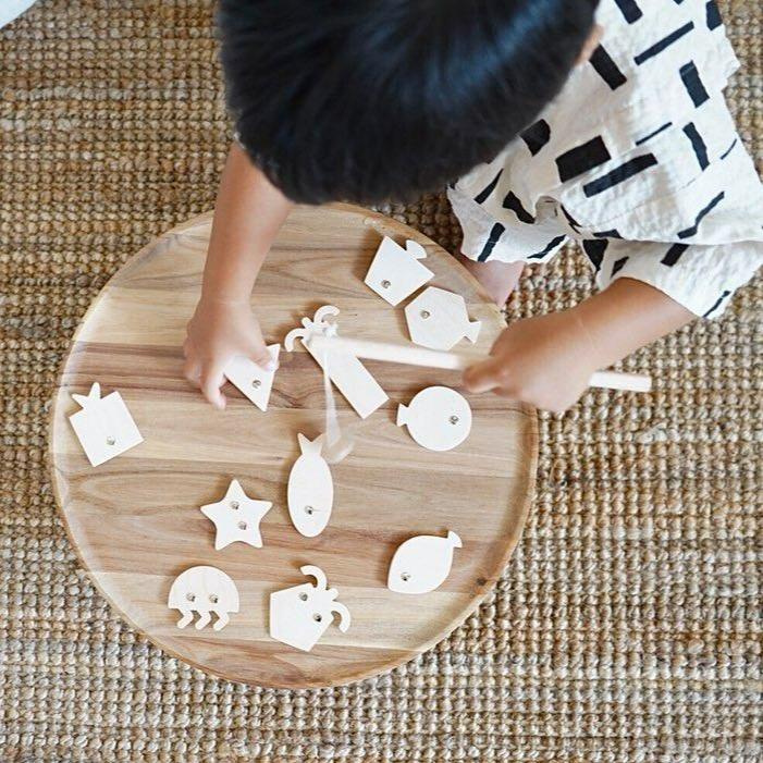 Wooden Geometric Fishing Game - Natural | Babai | Toys - Bee Like Kids