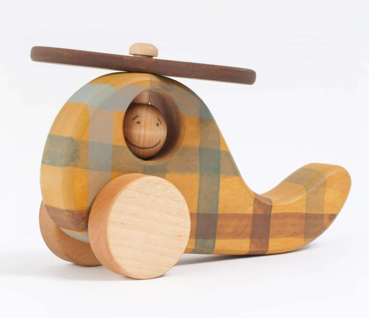 Wooden Helicopter- Plaid | Friendly Toys | Toys - Bee Like Kids