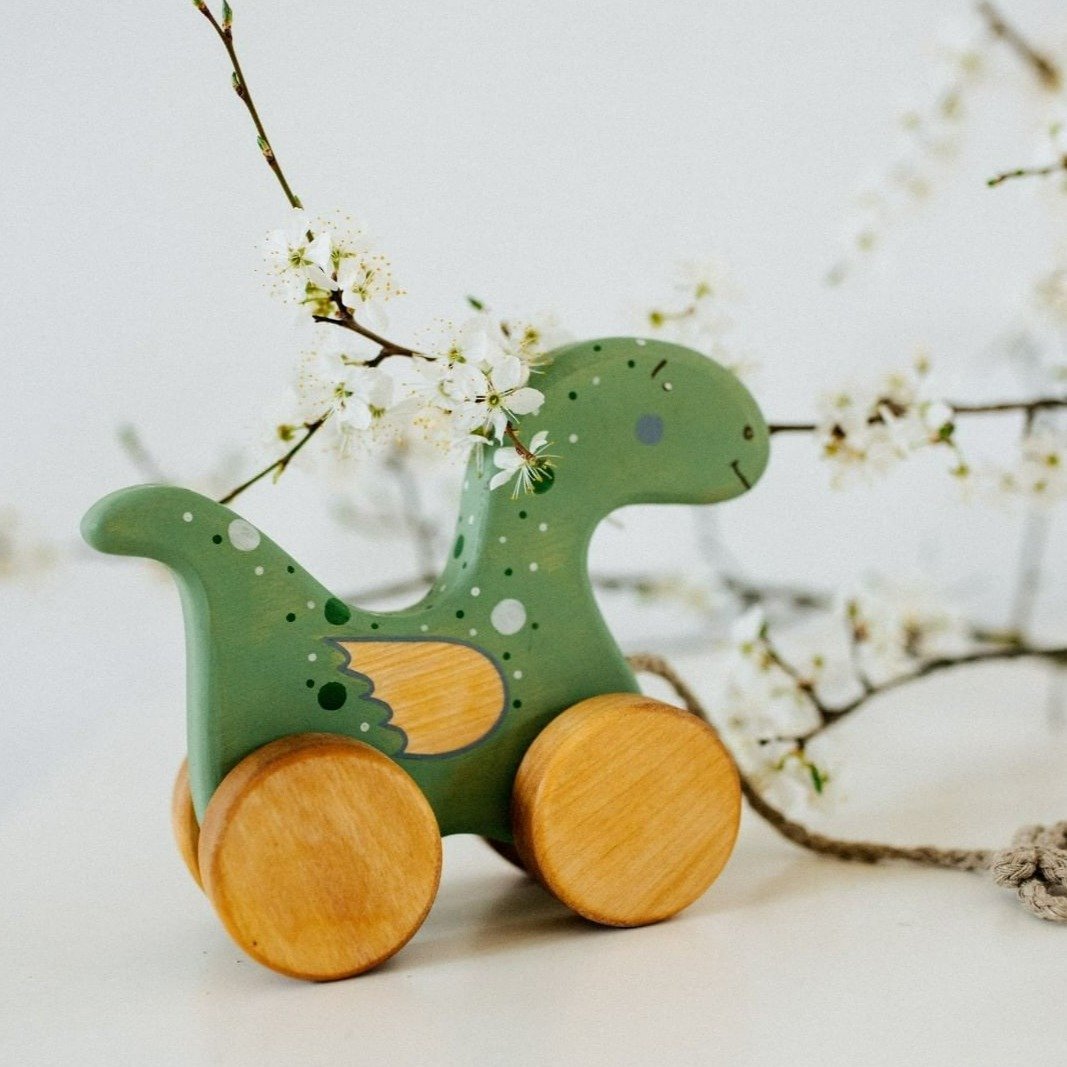 Wooden Pull Along Dinosaur | Friendly Toys | Toys - Bee Like Kids