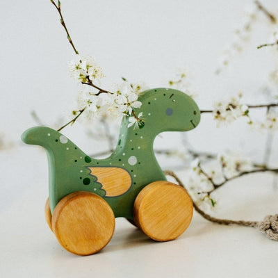 Wooden Pull Along Dinosaur | Friendly Toys | Toys - Bee Like Kids